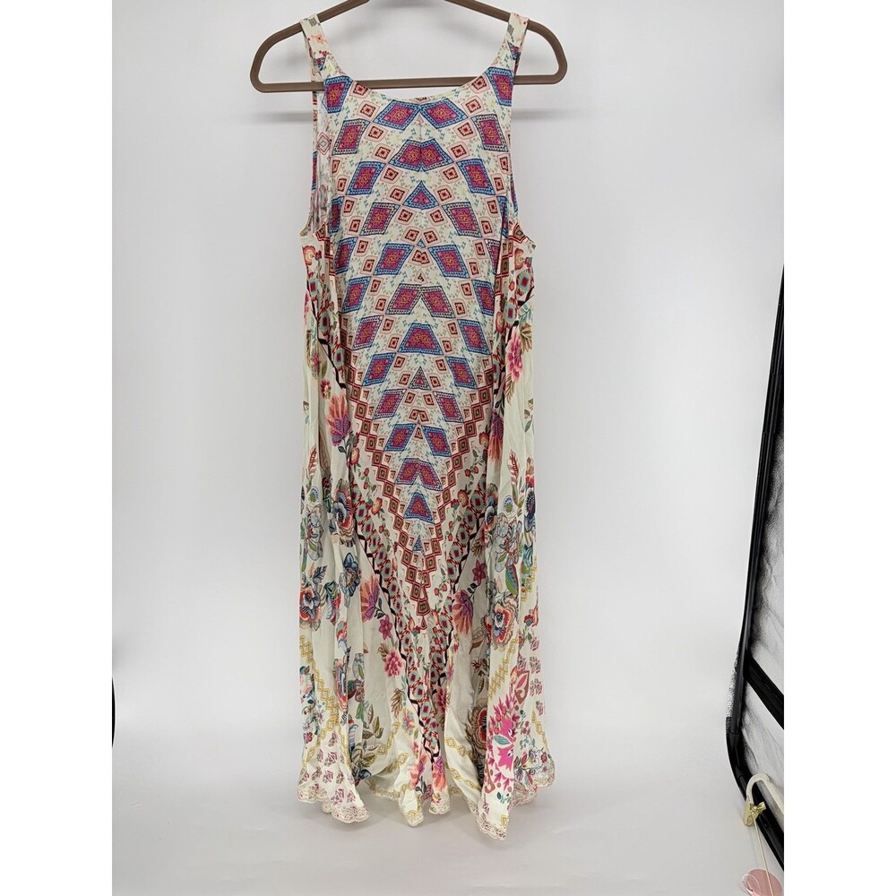Johnny Was High-Low Button Tank Dress Size L Floral Boho Whimsy Fairy Festival - Picture 5 of 10